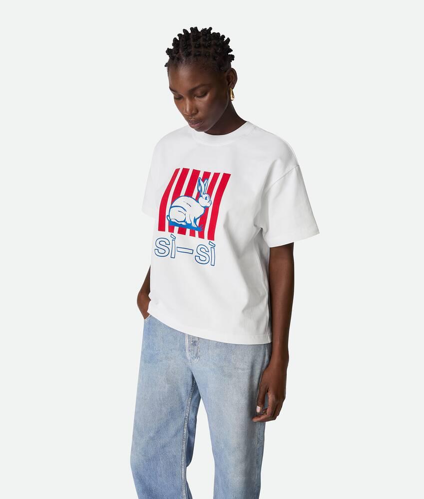 Women's Cotton Printed Jersey T-Shirt in White Product Image