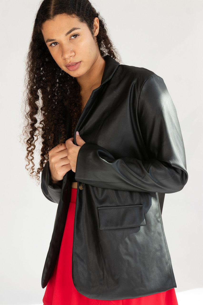 Black Pleather Blazer Product Image