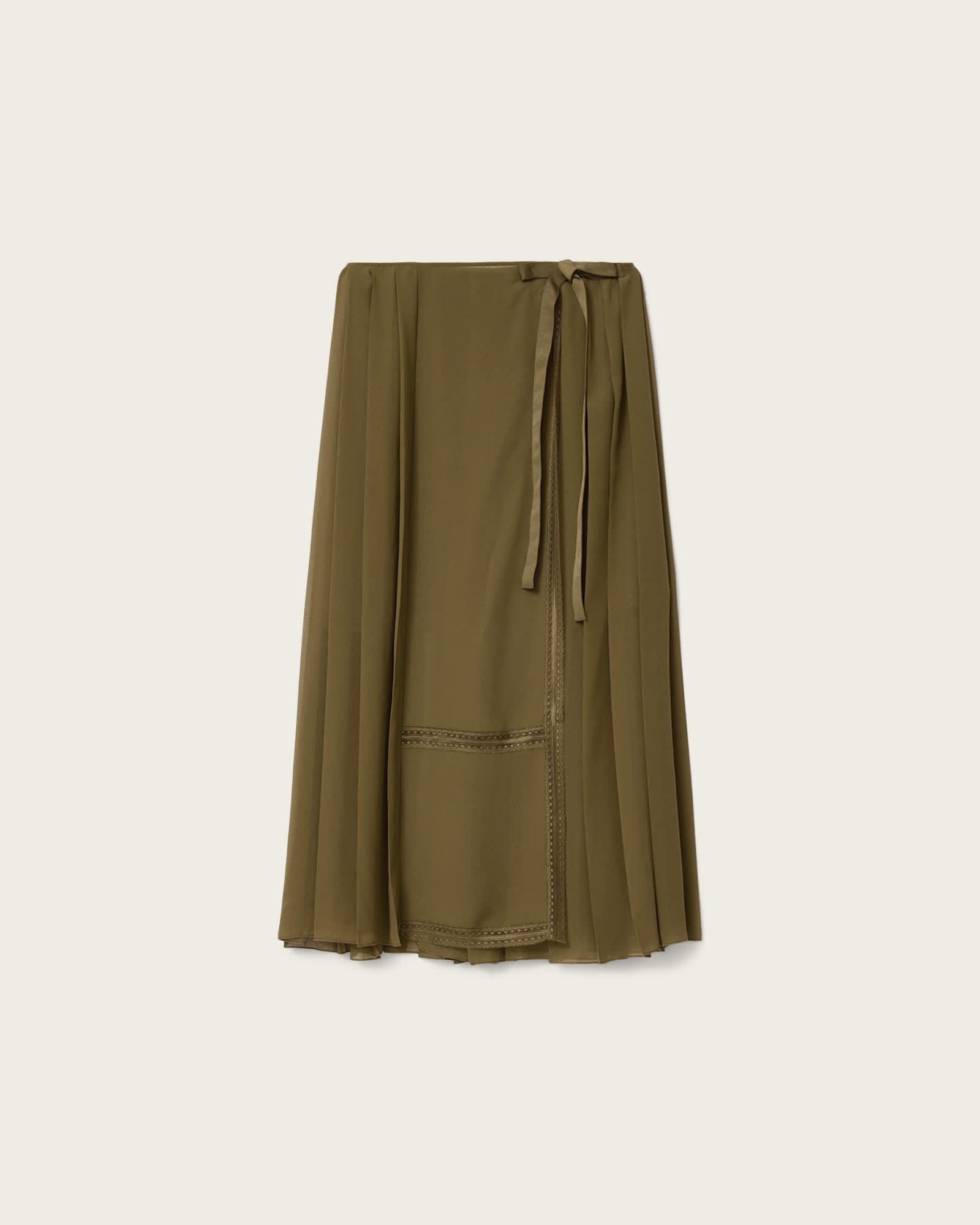 Clover Wrap Maxi Skirt KHAKI GREEN | ALLSAINTS US Product Image
