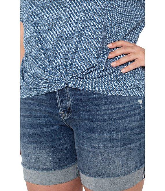 Liverpool Los Angeles Plus Size Slub Jersey Knit Crew Neck Short Sleeve Top Product Image