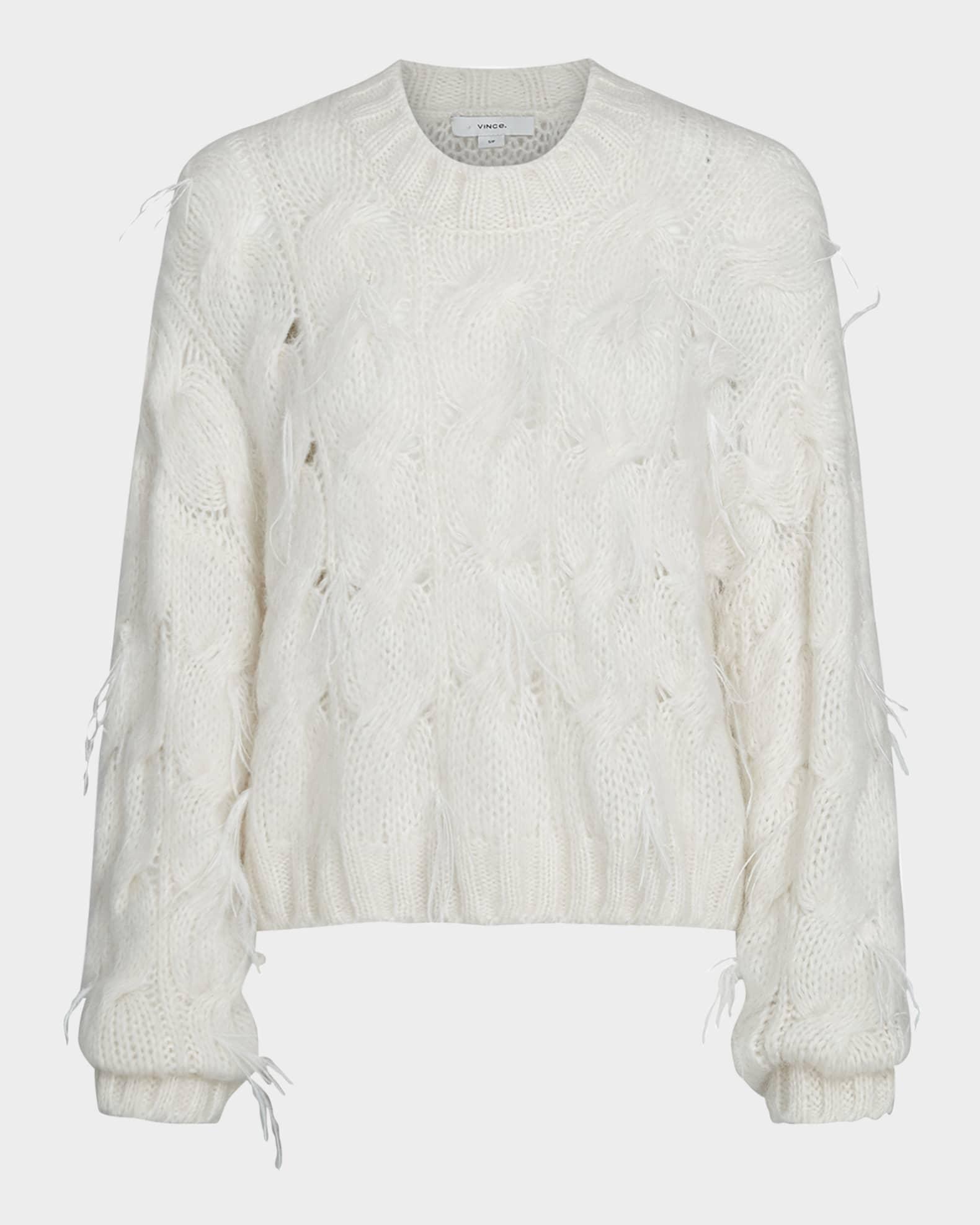 Feather Embellished Cable-Knit Sweater Product Image