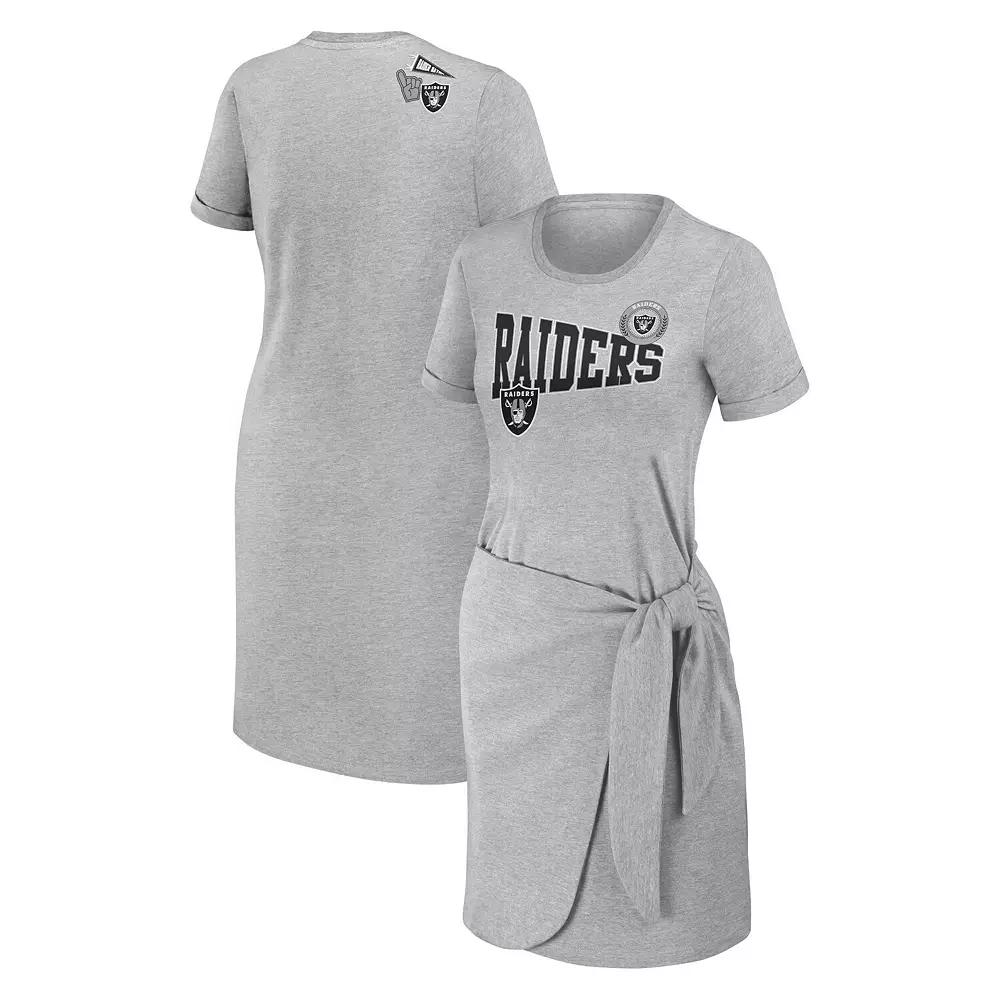 Women's WEAR by Erin Andrews Heather Gray Las Vegas Raiders  Knotted T-Shirt Dress, Size: XL, Lvr Grey Product Image