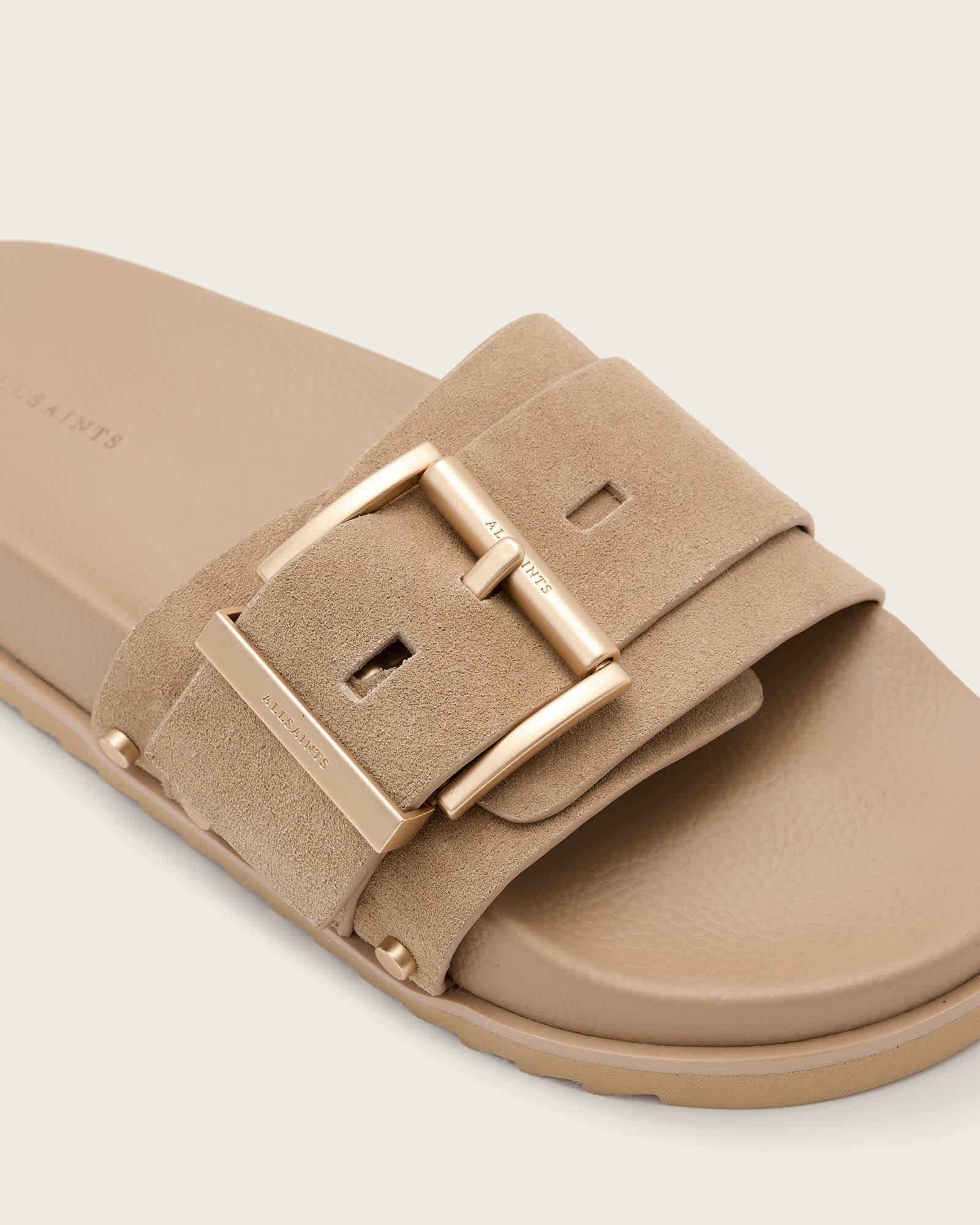 Ellie Studded Buckle Leather Sliders Product Image
