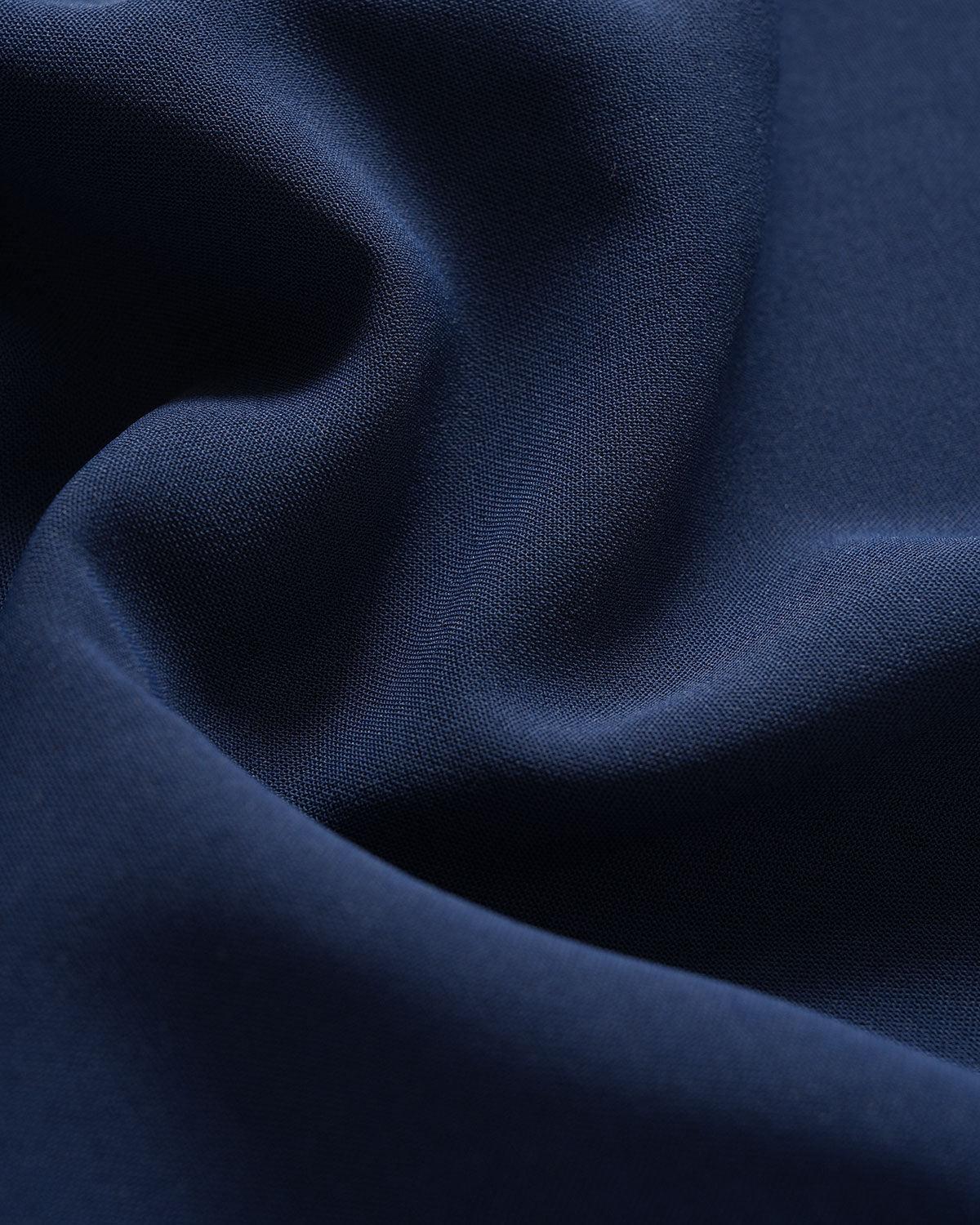 Navy Square Neck A-Line Shirred Midi Dress Product Image