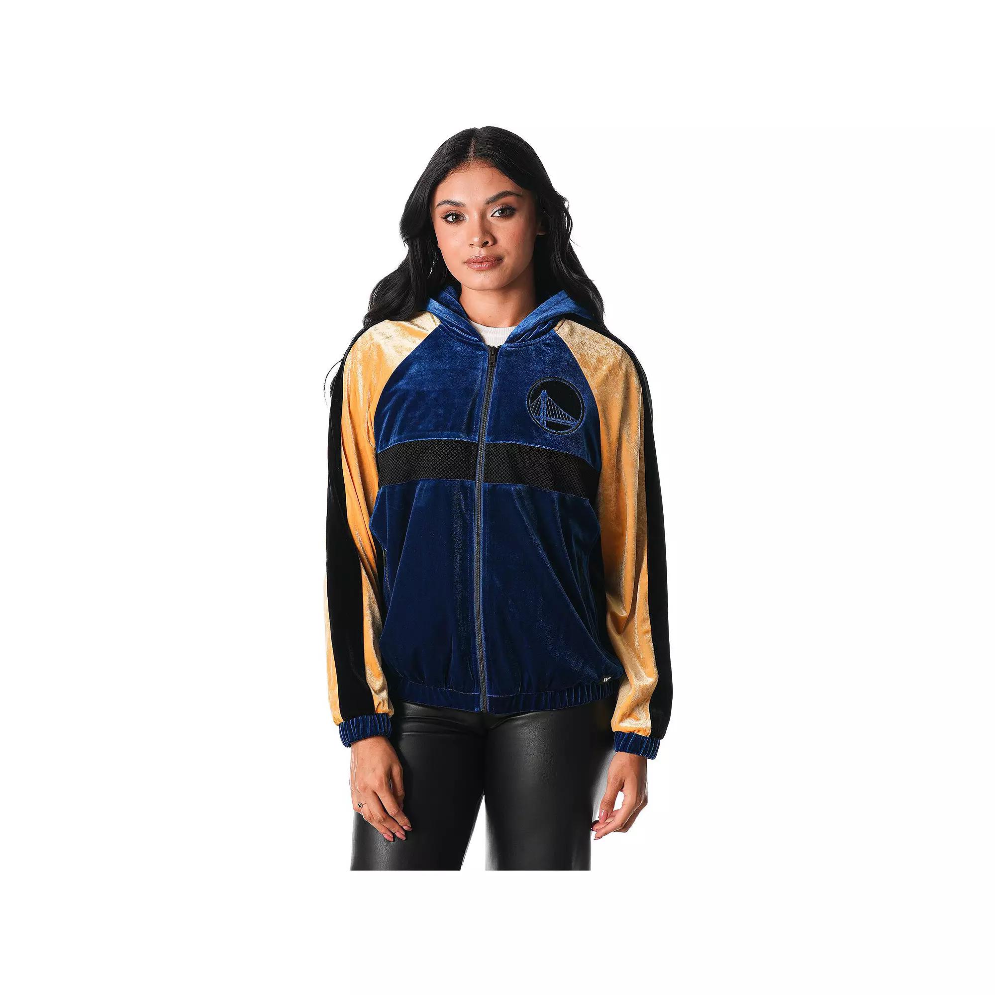 Women's The Wild Collective Blue Golden State Warriors Velour Full-Zip Track Jacket Hoodie, Size: XL Product Image