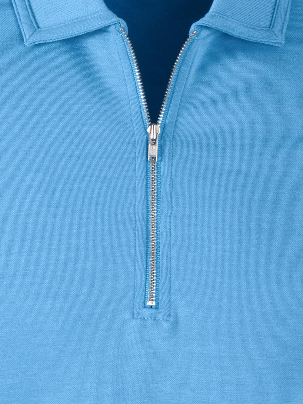 Lyocell Blend Quarter Zip Polo - Blue Product Image