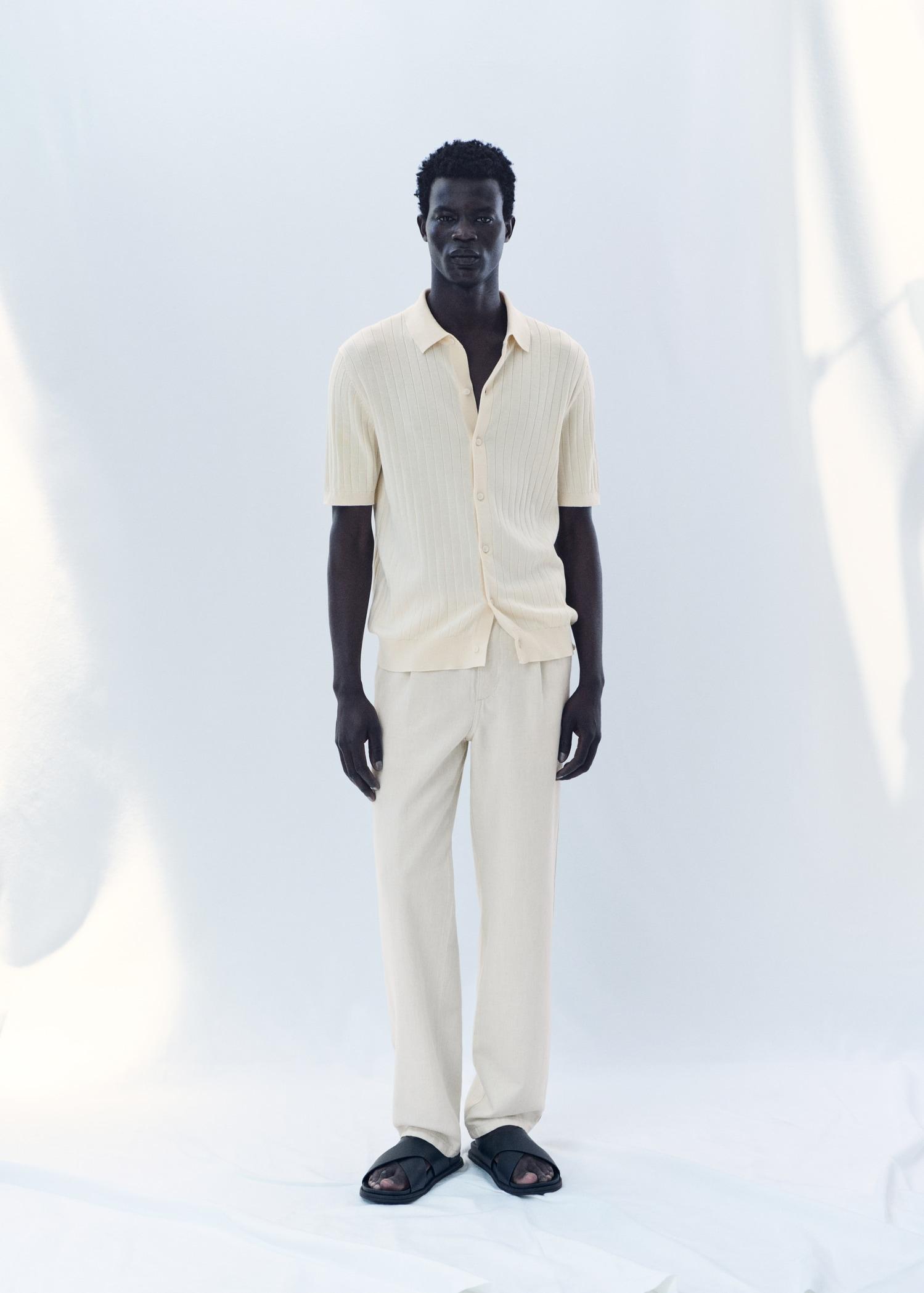 Fine rib-knit shirt - Men | MANGO USA Product Image