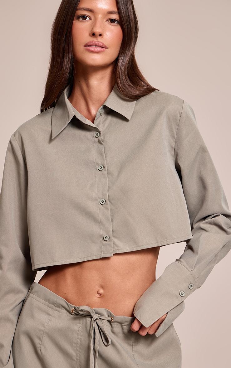 Dark Khaki Cropped Shirt Product Image