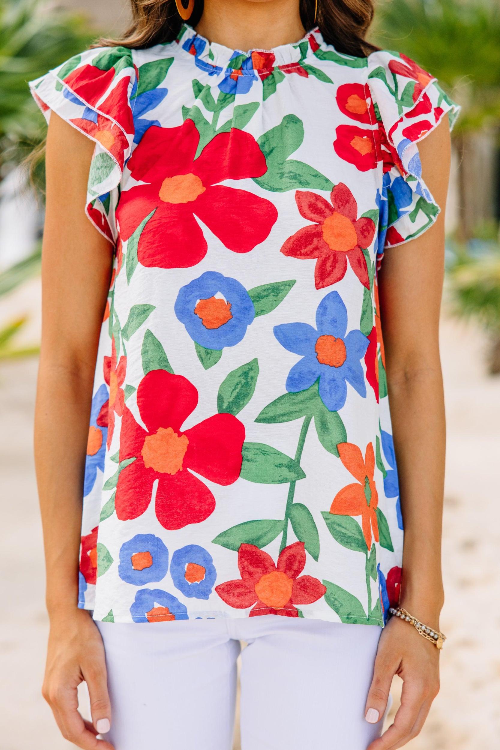 A True Beauty Off White Floral Blouse Female Product Image