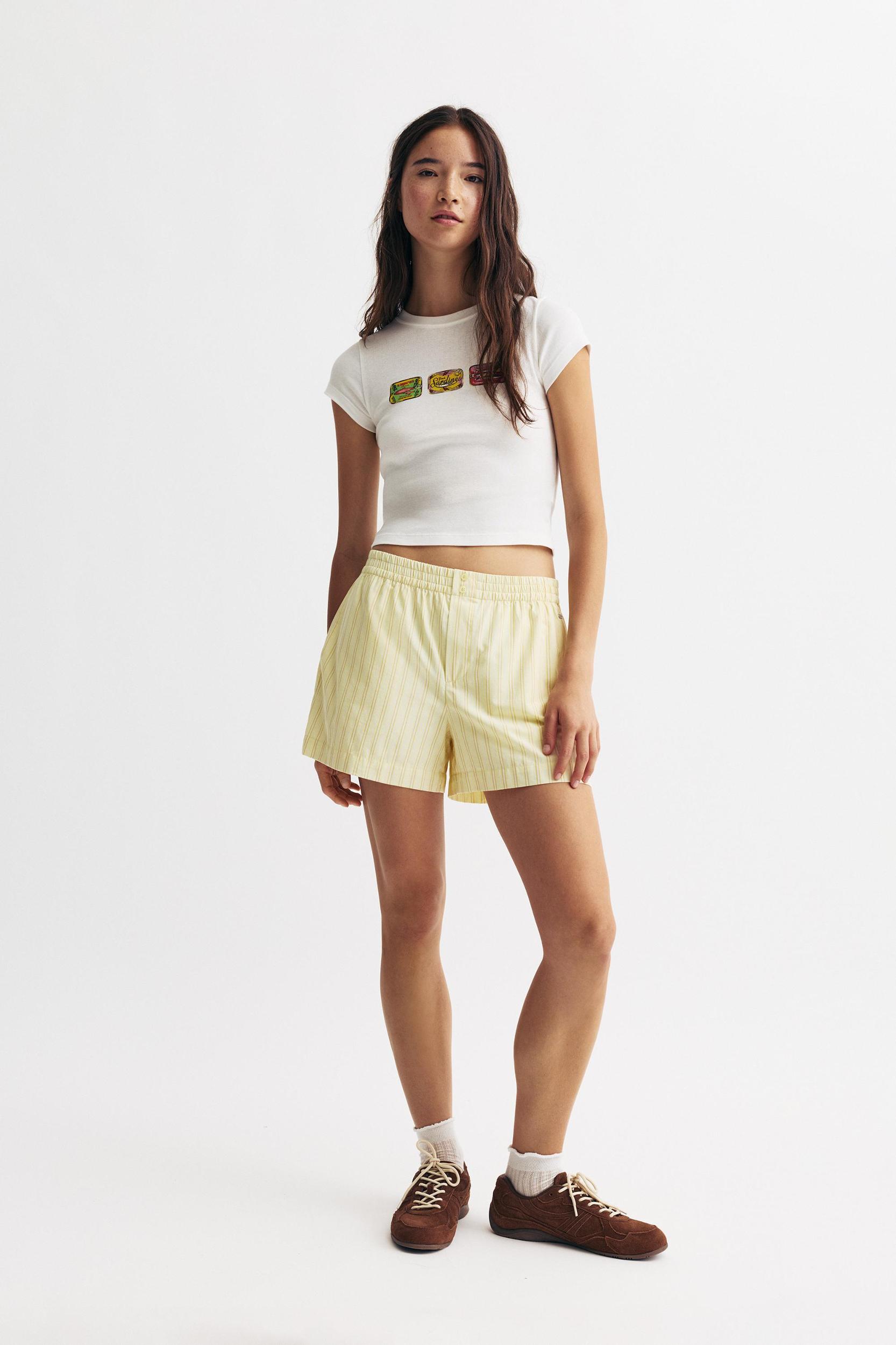 Striped poplin shorts Product Image
