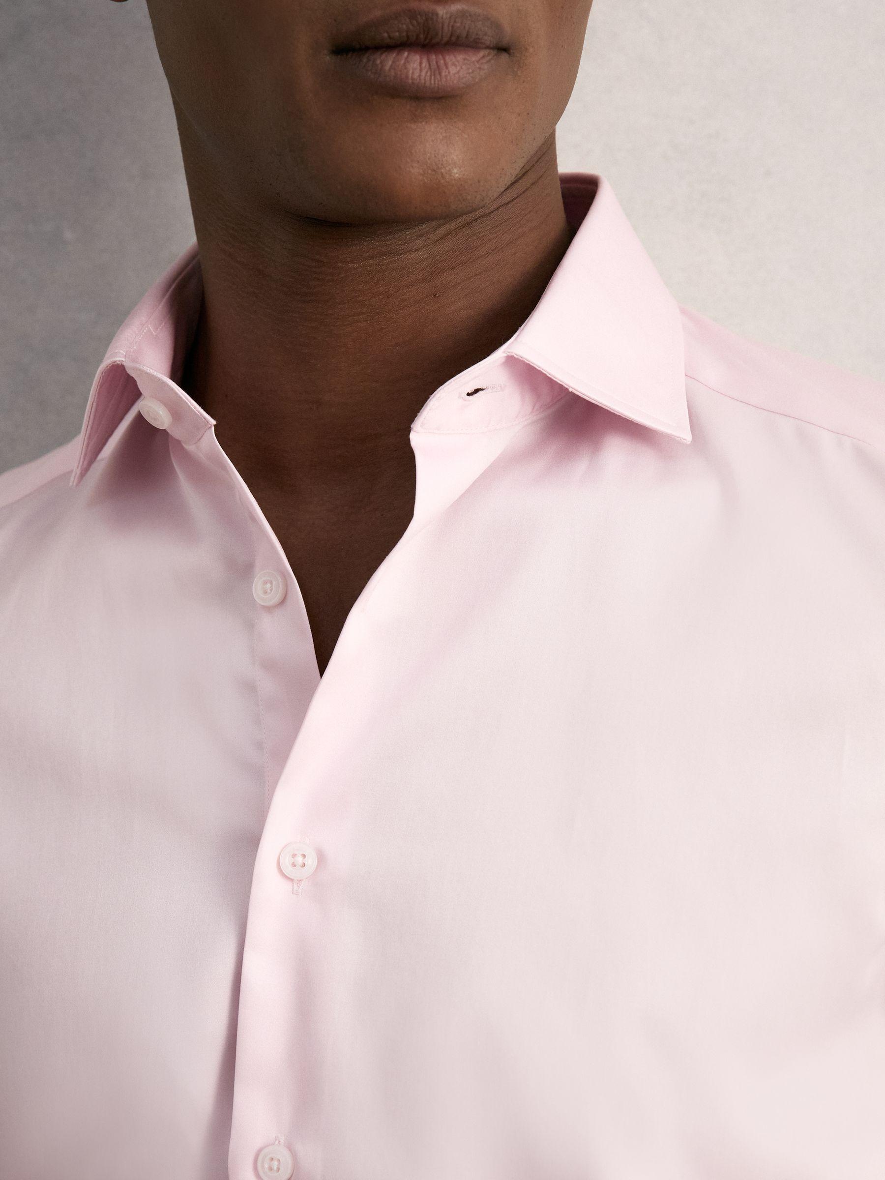 Slim-Fit Cotton-Sateen Shirt in Pink Product Image