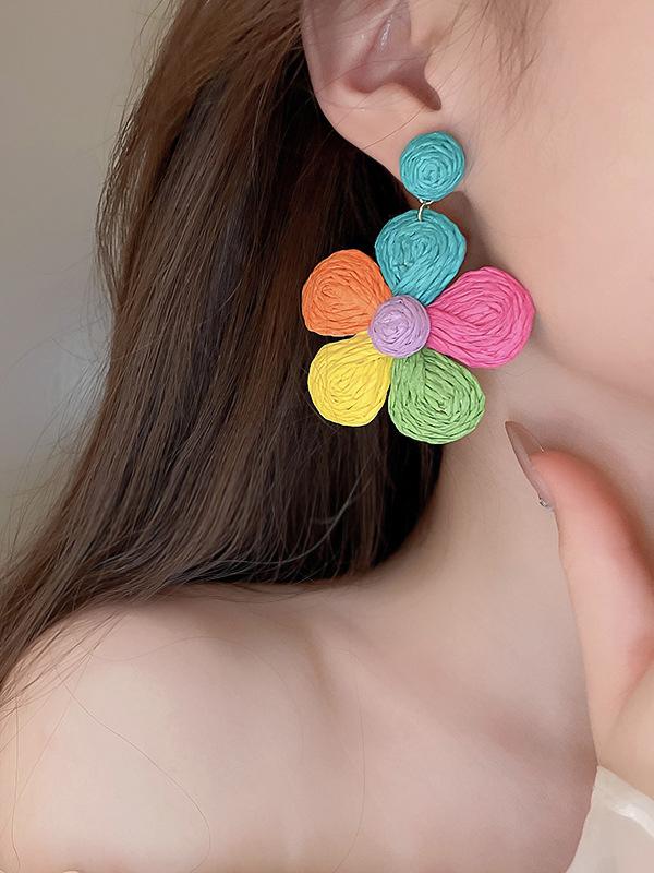 Colorful Flower Shape Drop Earrings Product Image