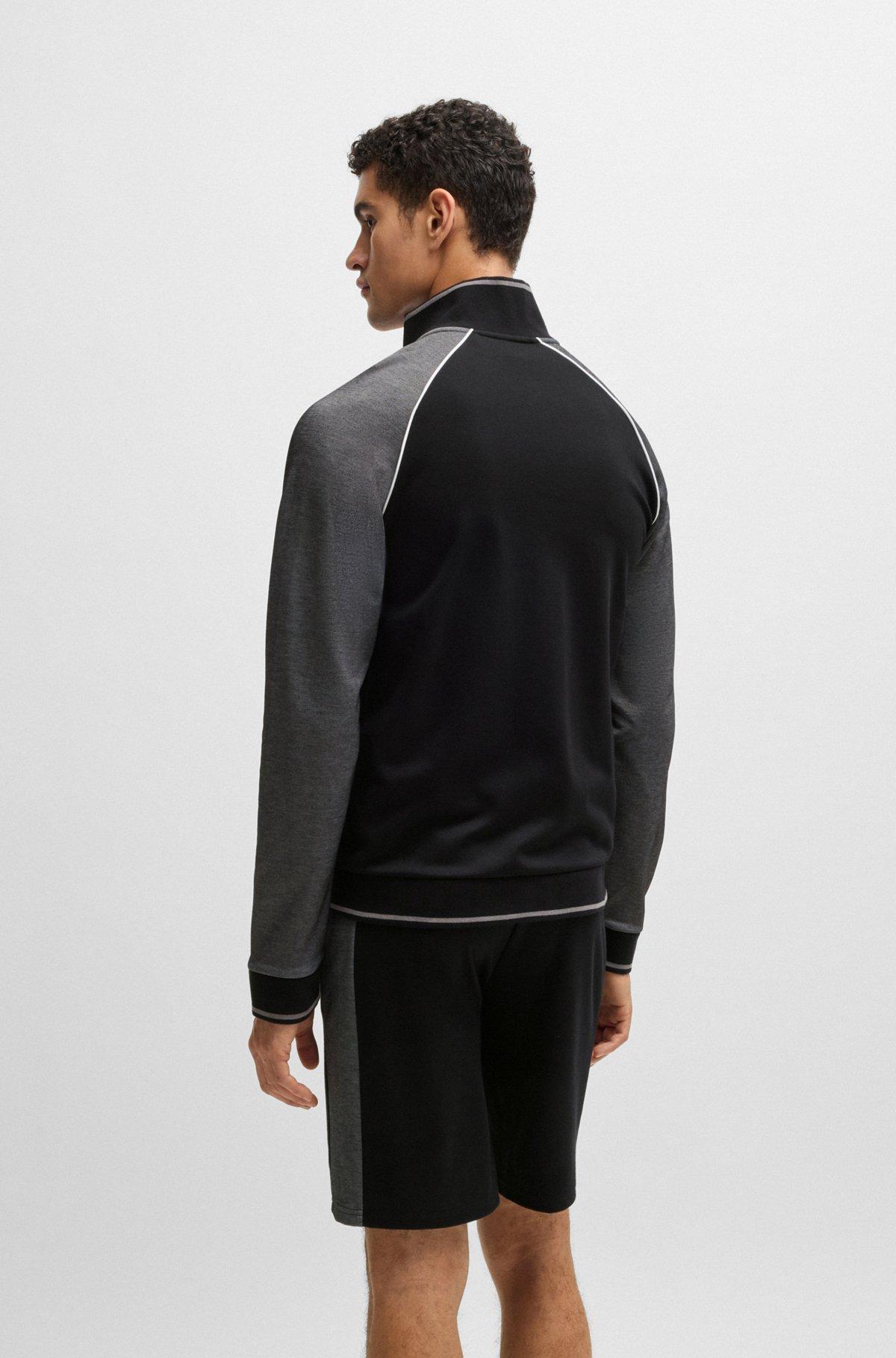 Cotton zip-up jacket with contrast piping Product Image