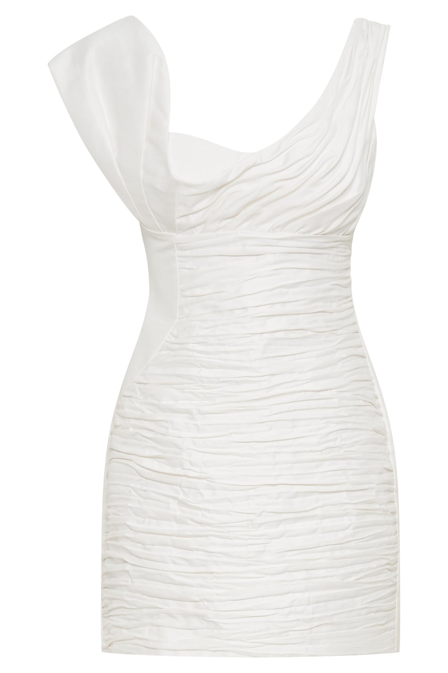 Farrah Structured Draped Mini Dress - White Product Image