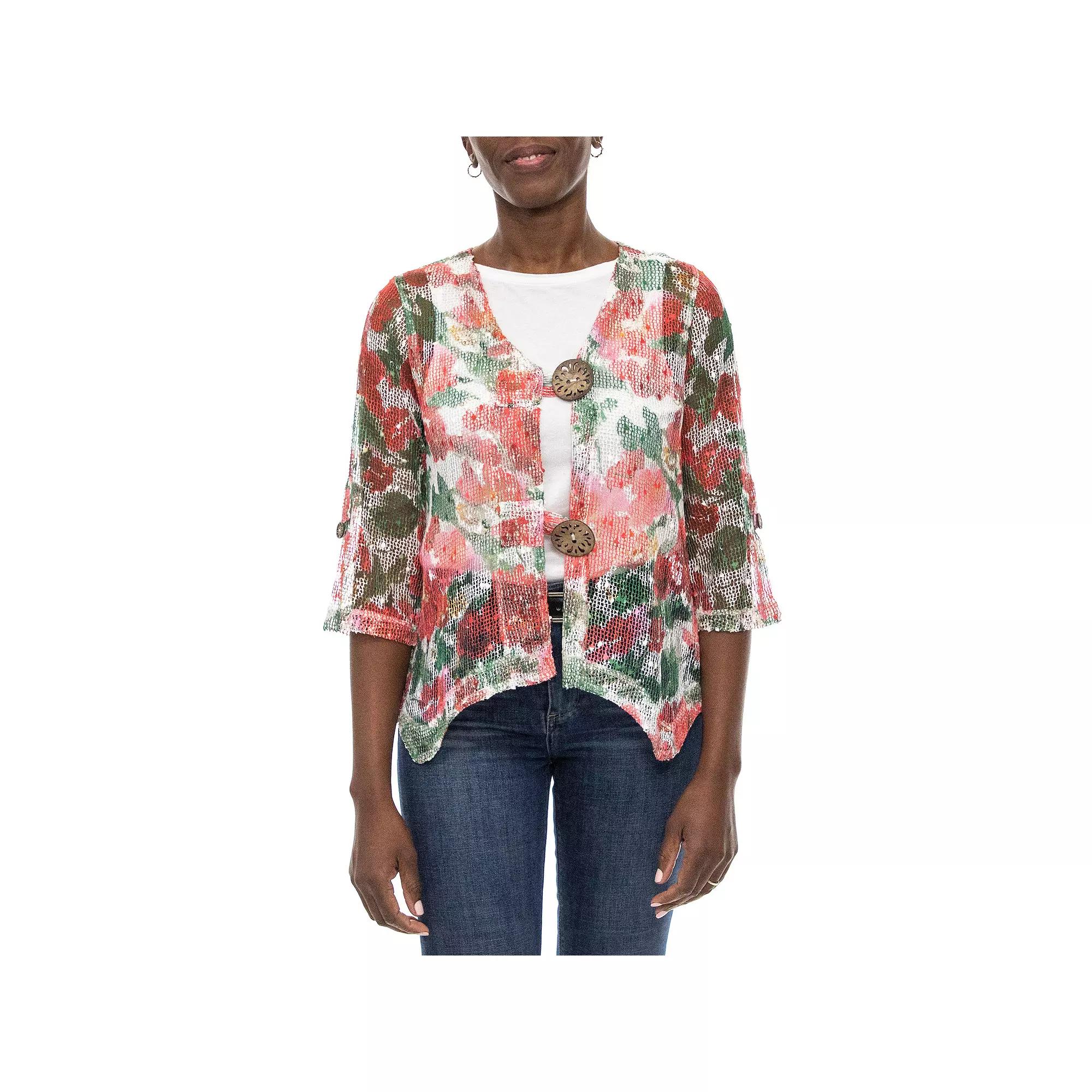 Women's Nina Leonard Print Sheer Cardigan,  Product Image