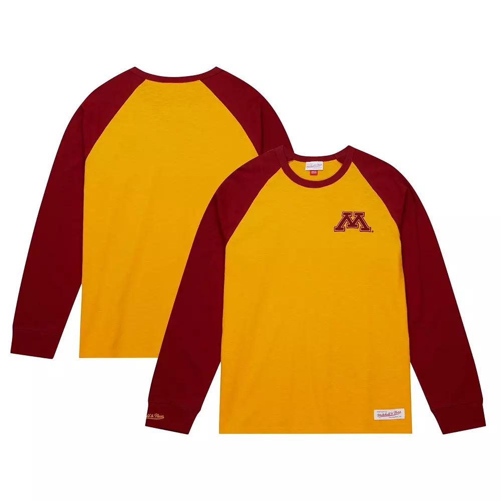 Men's Mitchell & Ness Gold Minnesota Golden Gophers Legendary Slub Raglan Long Sleeve T-Shirt, Size: 2XL Product Image