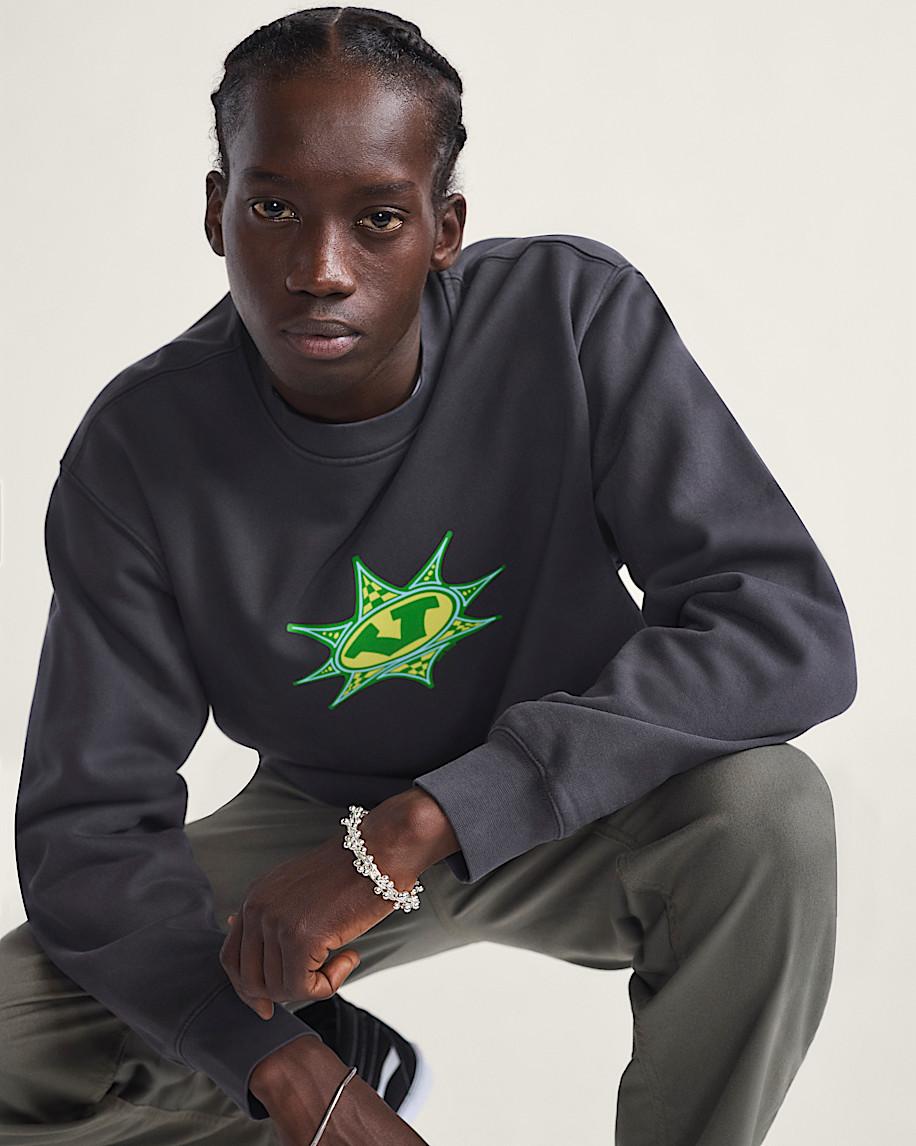 Star Checker Crew Sweatshirt in Black| Vans US Product Image