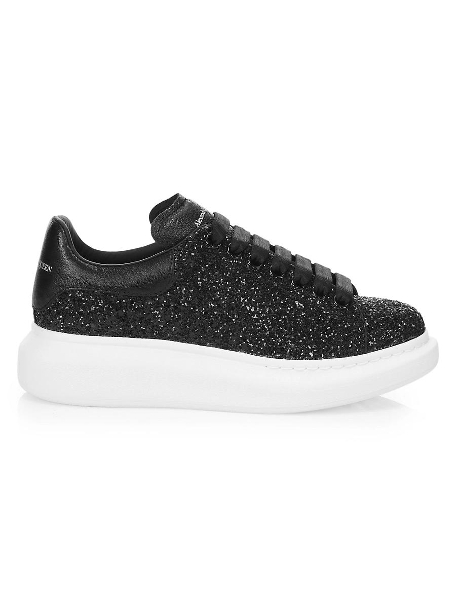 Womens Glitter Leather Platform Sneakers Product Image