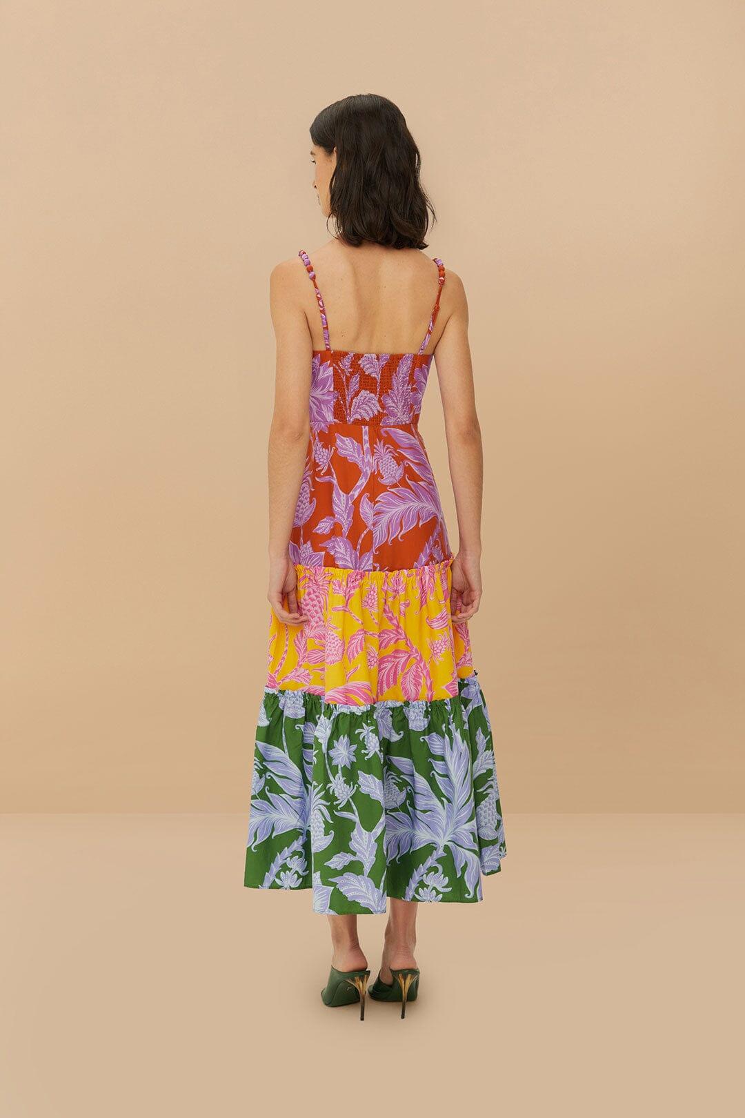 Mixed Tropical Swing Sleeveless Midi Dress Product Image