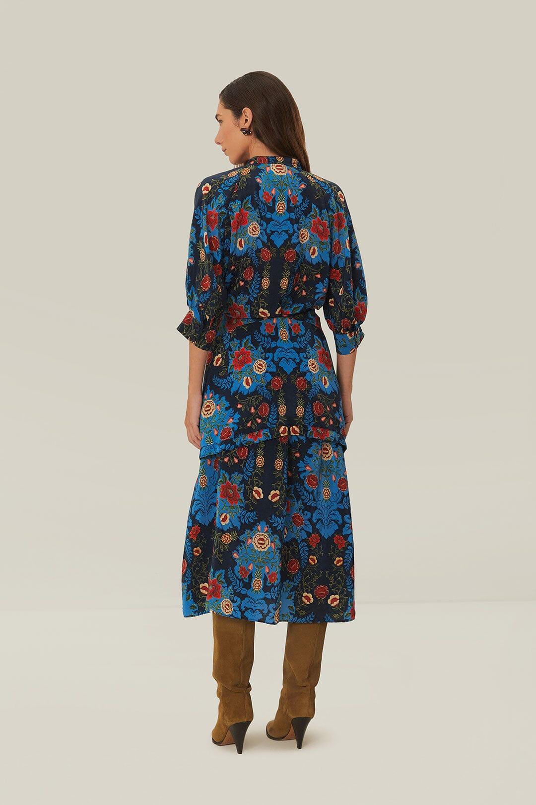 Blue Arabesque Floral Midi Dress Product Image