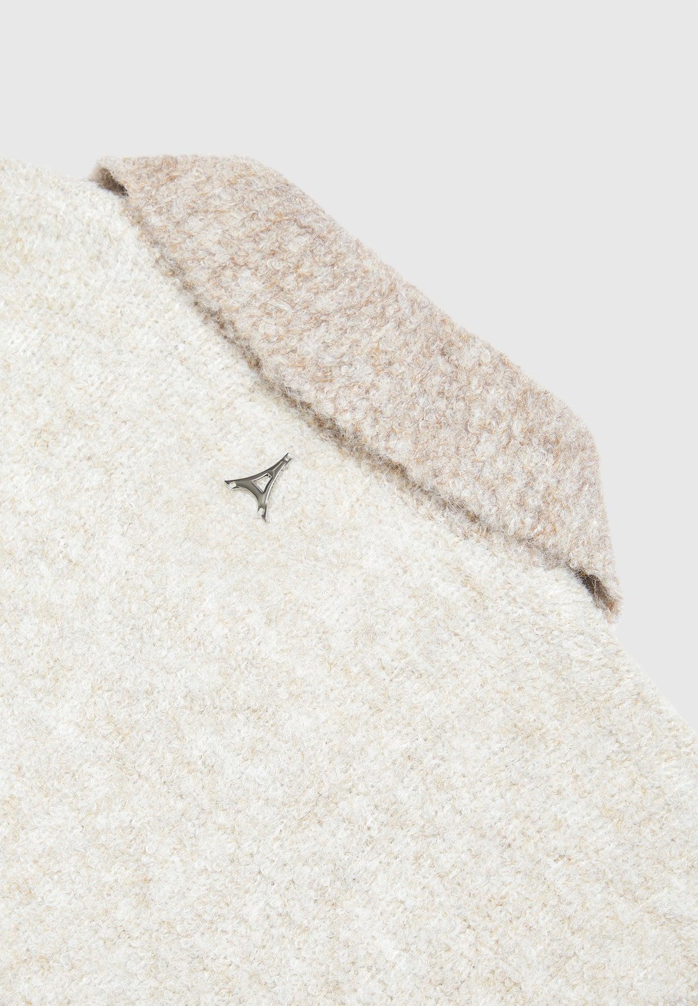 Boucle Knit Contrast Polo Jumper - Cream Male Product Image