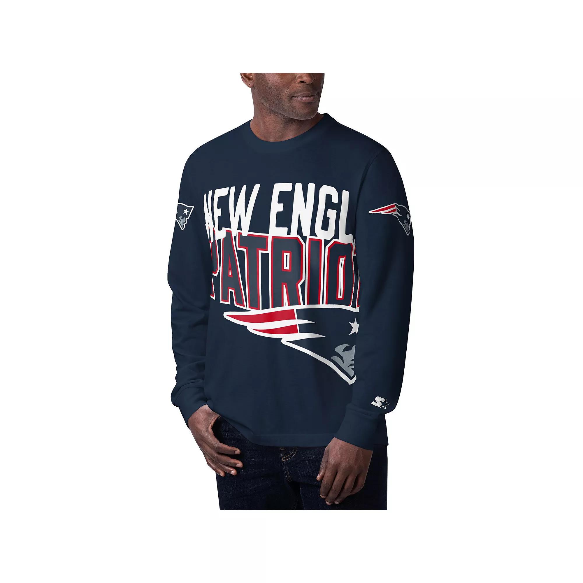 Men's Starter Navy New England Patriots Clutch Hit Long Sleeve T-Shirt,  Product Image
