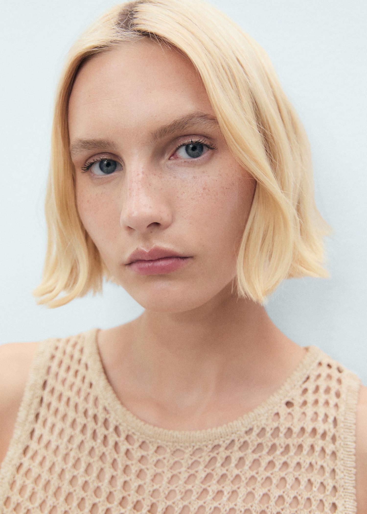 Floral-embroidered crochet top - Women | MANGO USA Product Image