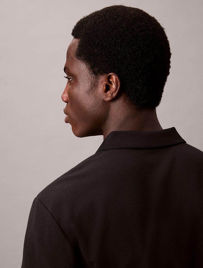 Calvin Klein Mens Tech Pique Zip Polo Shirt - Blue Product Image