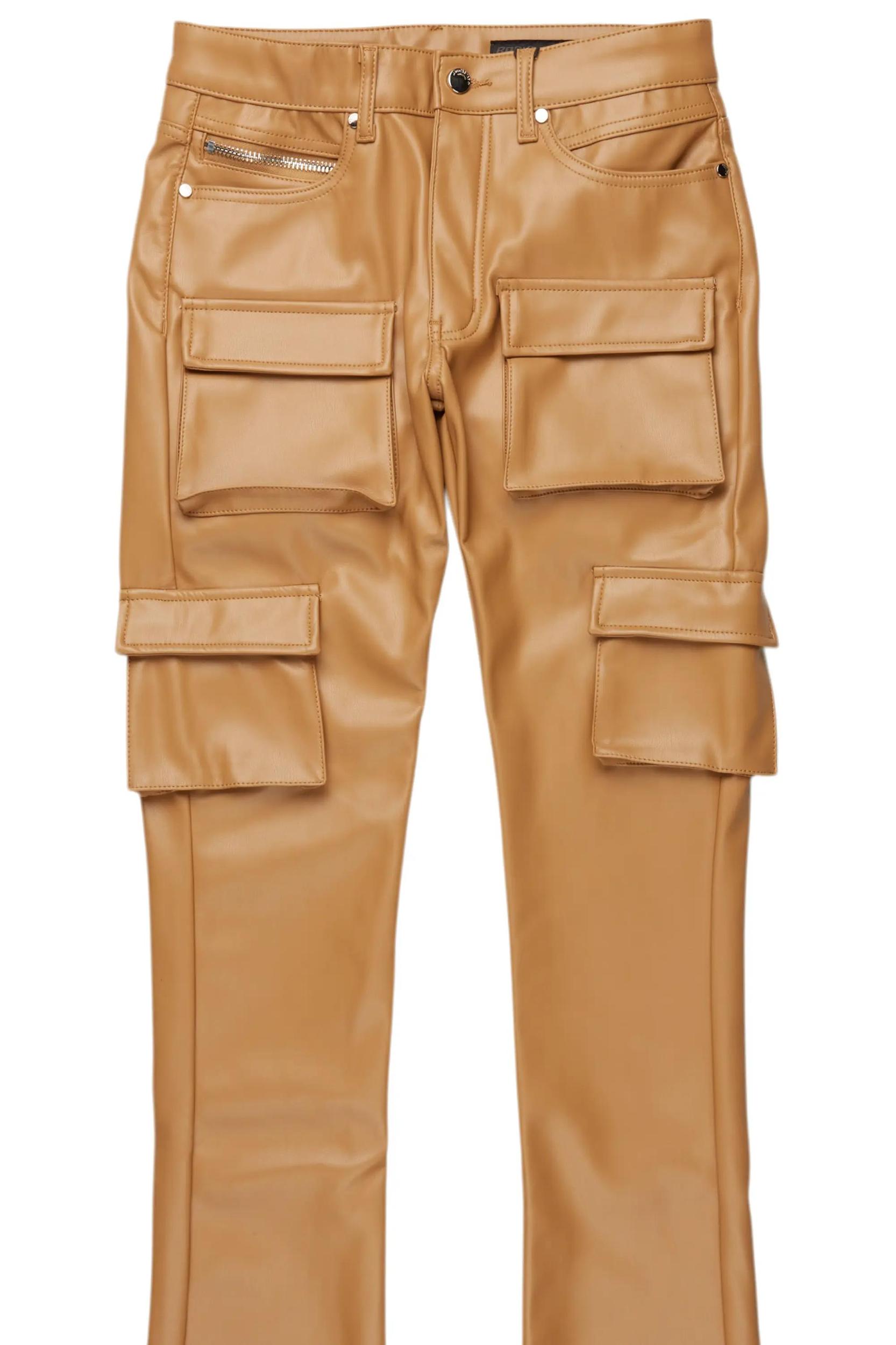 Khaza Beige PU Leather Jean Male Product Image