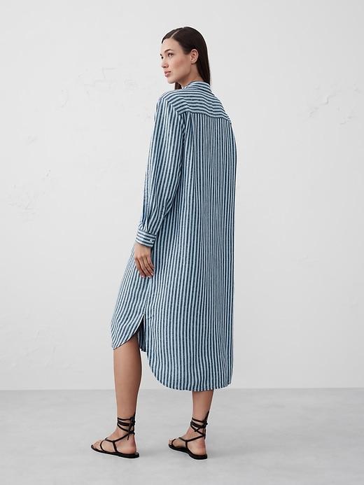 Linen-Blend Midi Shirtdress Product Image