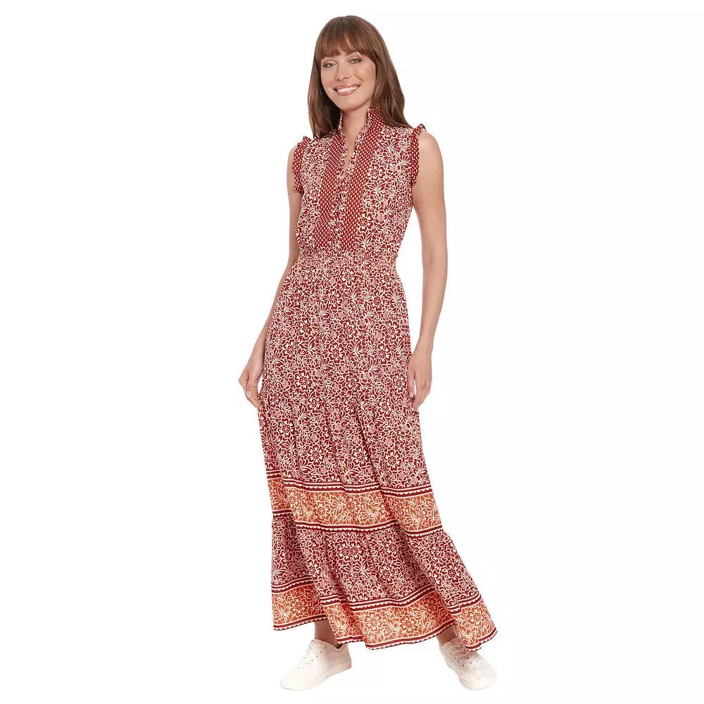 Women's London Times Floral Smocked-Waist Maxi Dress,  Product Image