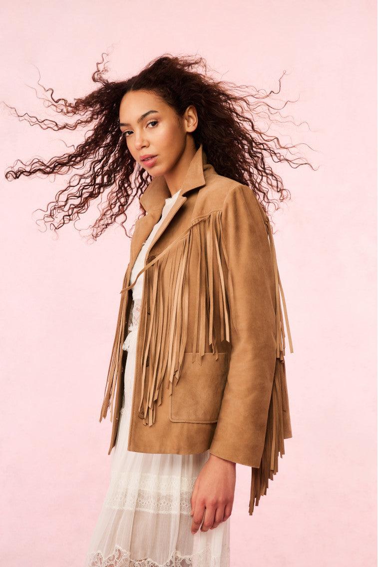 Geraline Suede Fringe Jacket Product Image