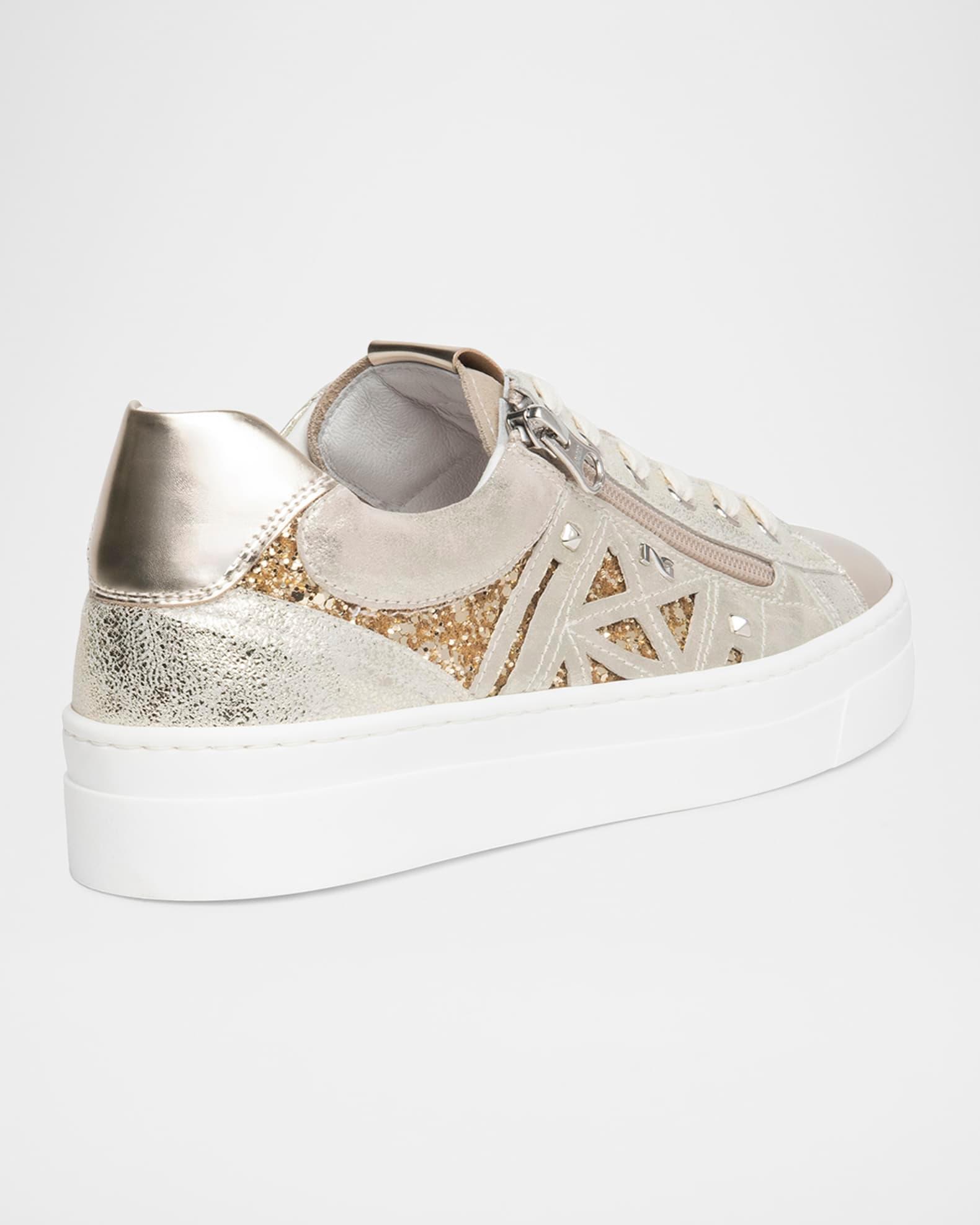 Metallic Leather Side-Zip Sneakers Product Image