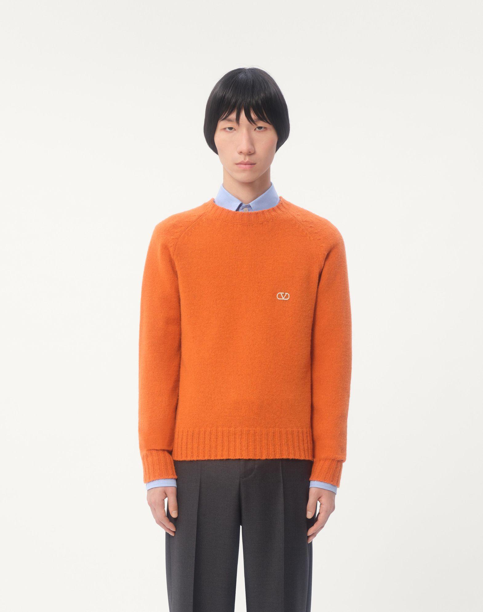 Shetland Wool Crewneck Sweater With Vlogo Embroidery Product Image