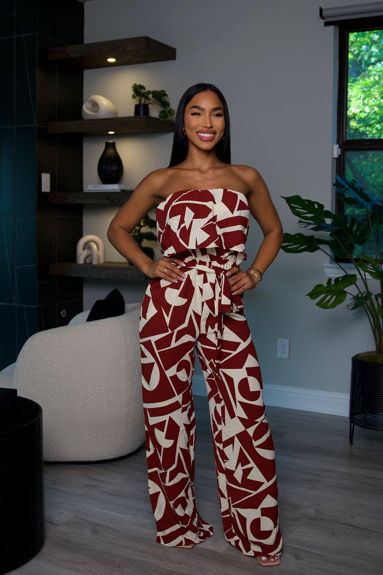 Marianna Printed Jumpsuit - Rust/combo Product Image
