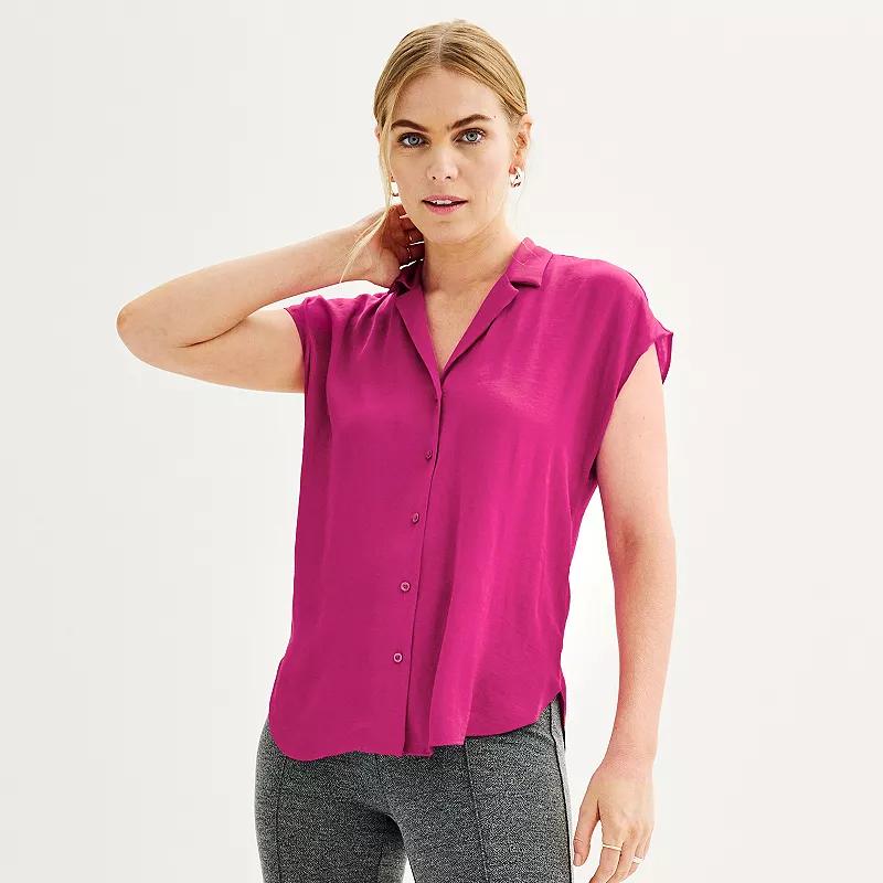 Women's Nine West Short Sleeve Easy Lapel Shirt,  Product Image