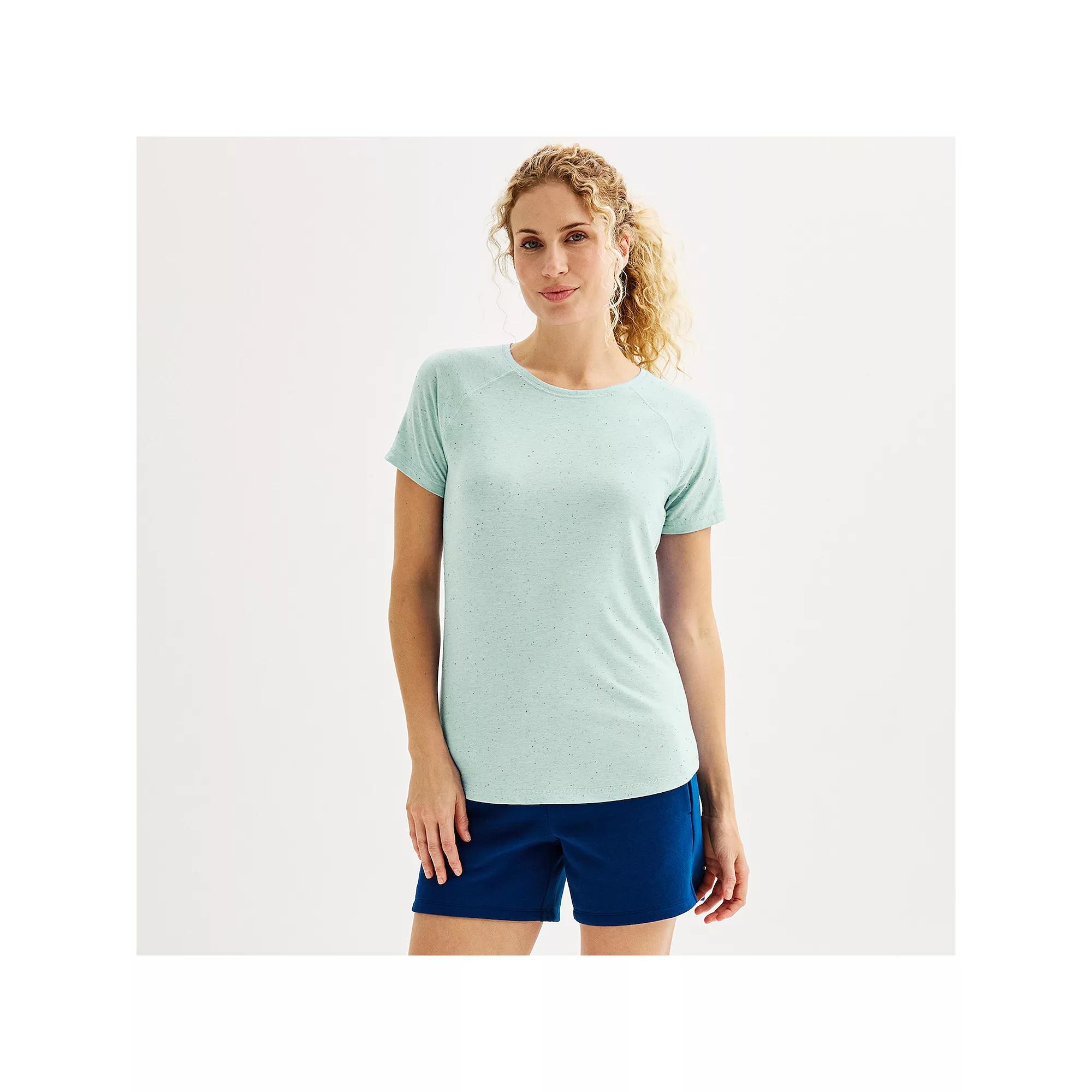 Petite Tek Gear® Core Raglan Tee, Women's, Size: Medium Petite, Hail Blue Speckle Product Image