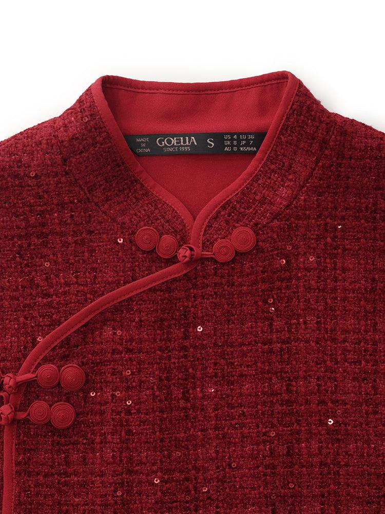 Wool Blend Mini Dress And Knit Top Two-Piece Set Product Image