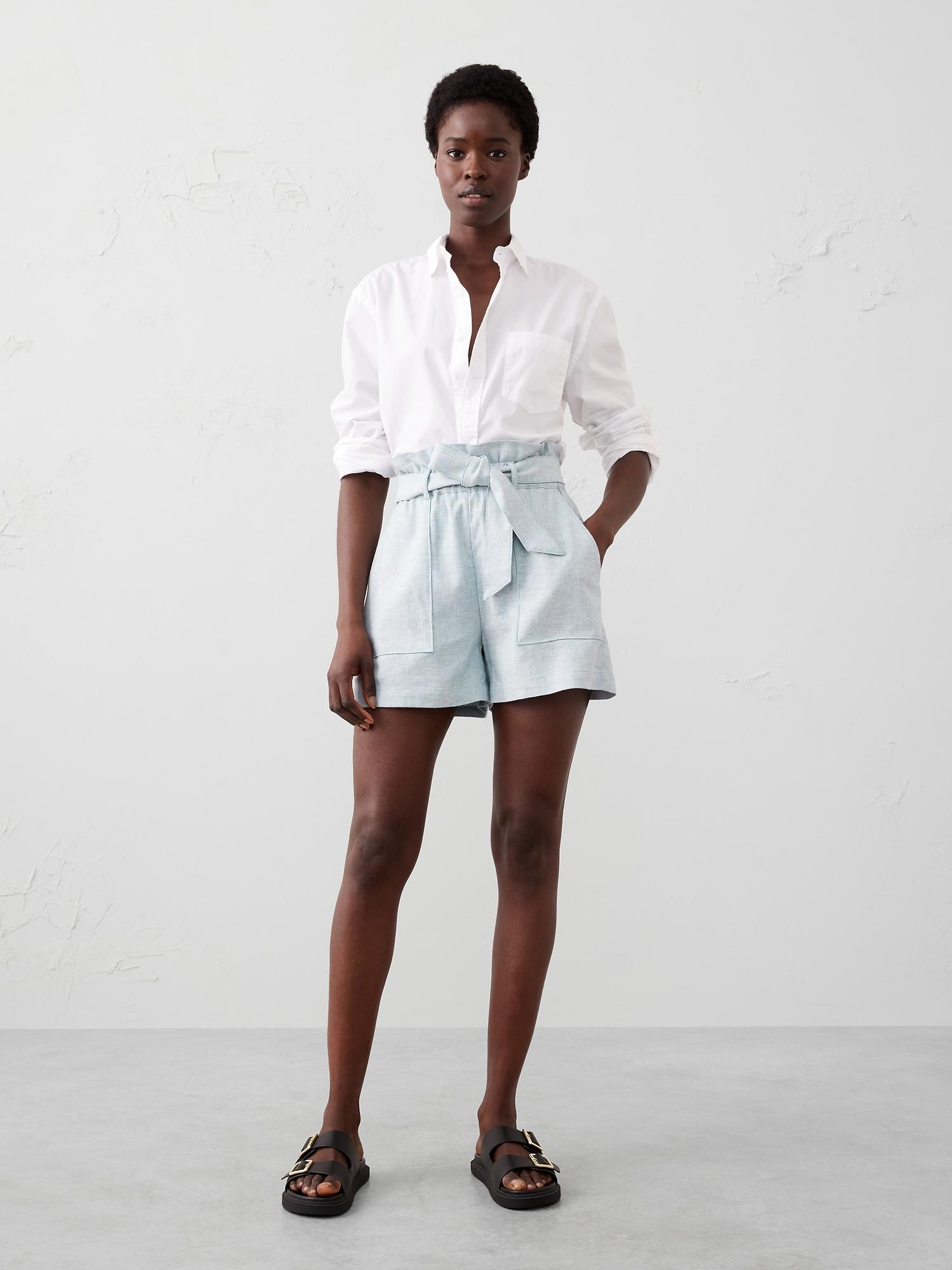 Linen-Blend Tie-Waist Short Product Image