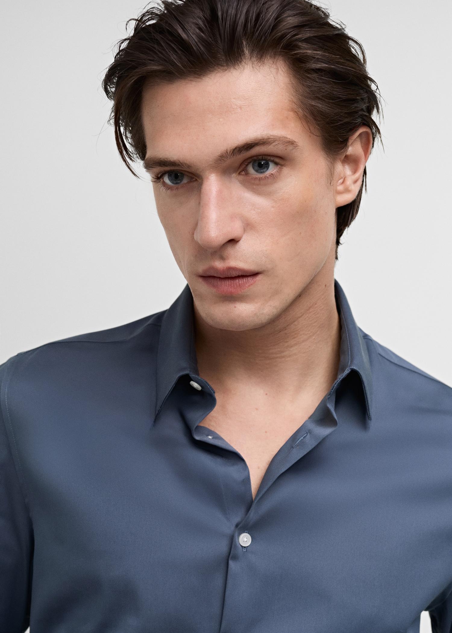 Super slim fit cotton stretch suit shirt - Men | MANGO USA Product Image