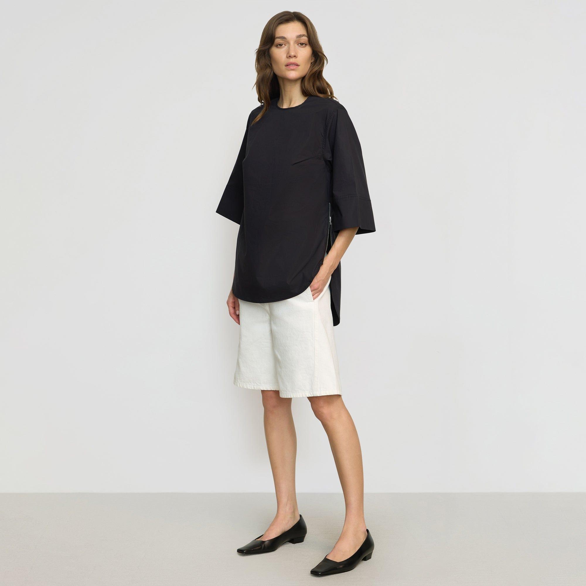 Catie Side-Zip Oversized Tulip-Hem Top Product Image