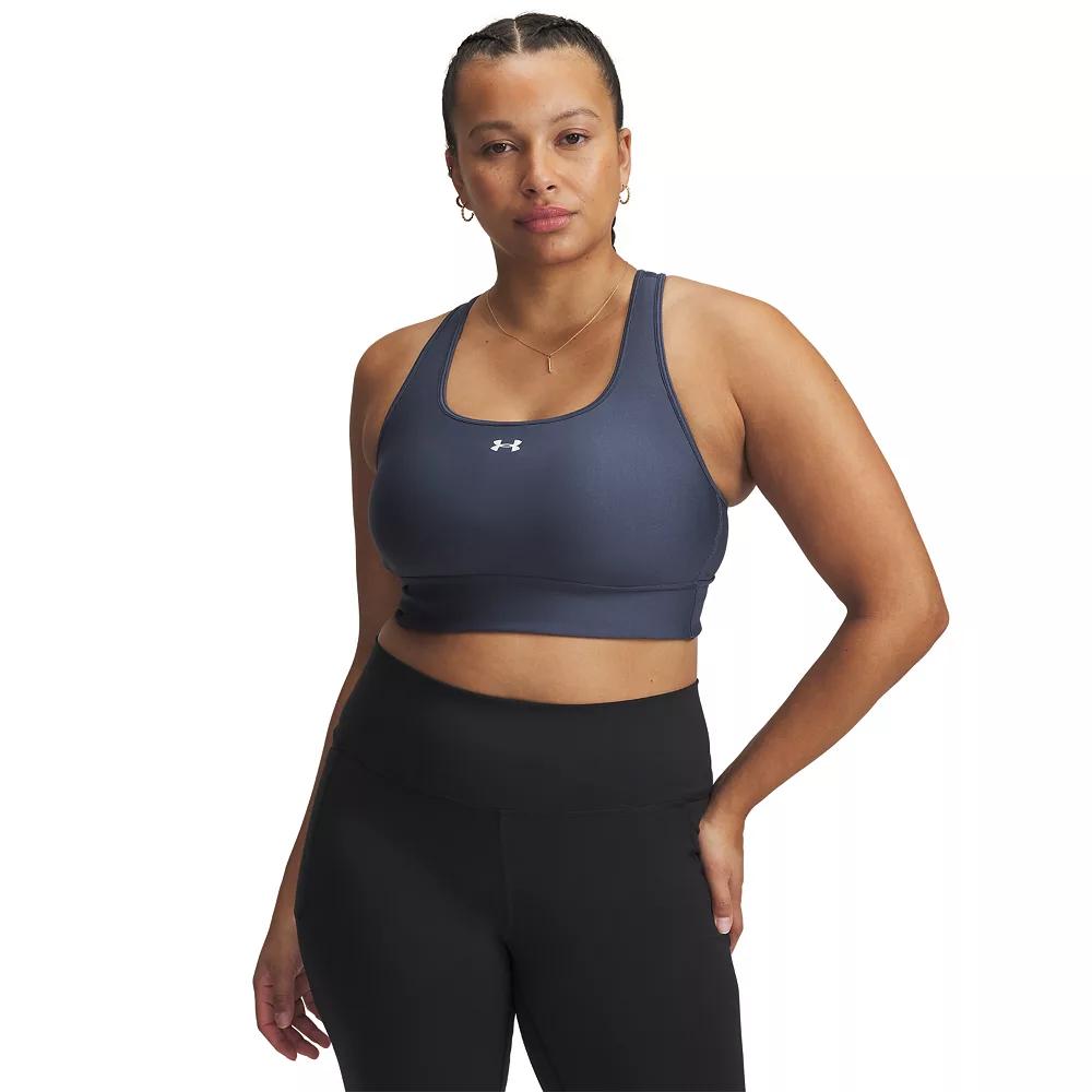 Women's Under Armour Crossback Longline Sports Bra, Size: Medium, Downpour Gray Product Image