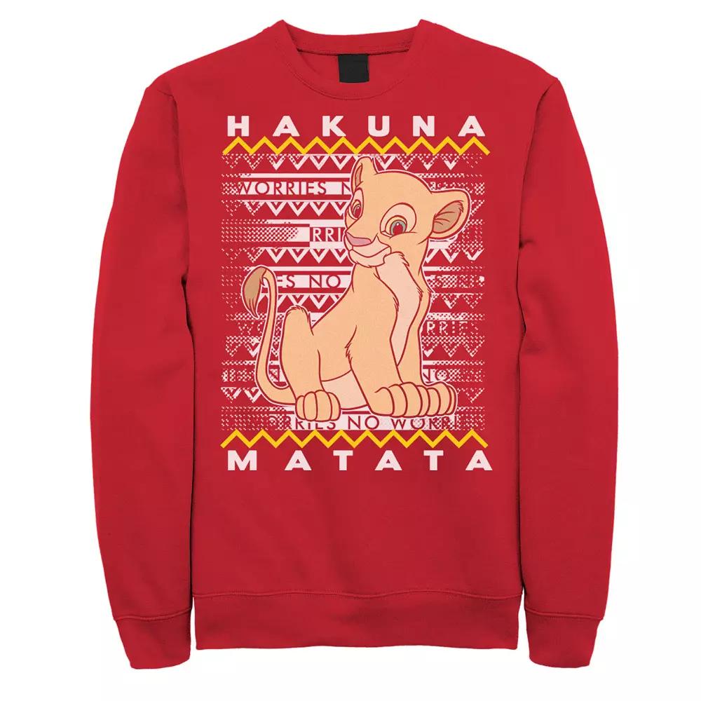 Disney's The Lion King Men's Simba Ugly Christmas Graphic Fleece Pullover,  Product Image
