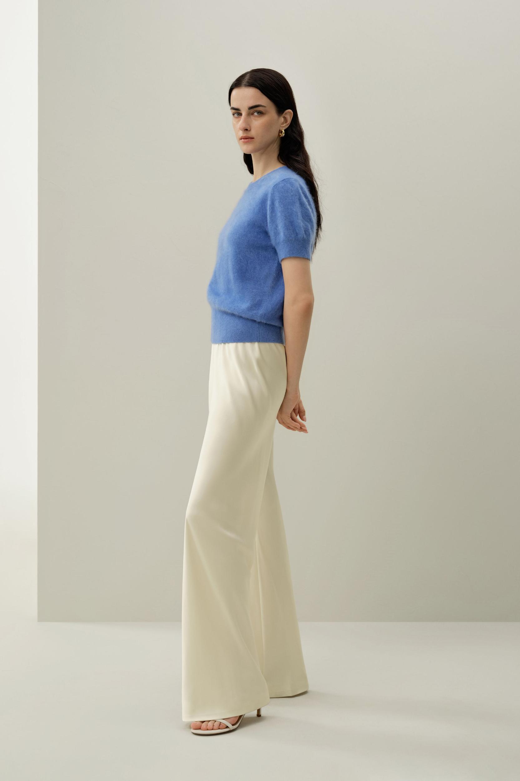 Brushed Cashmere Short-Sleeve Sweater Product Image