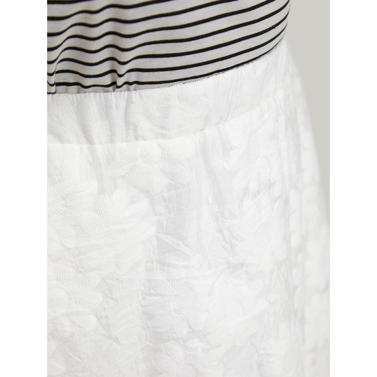 Plus Size Solid Floral Print Pocket Midi Skirt Women White Elegant Heather No stretch Pocket Dailywear Skirts BloomChic 10/M Product Image