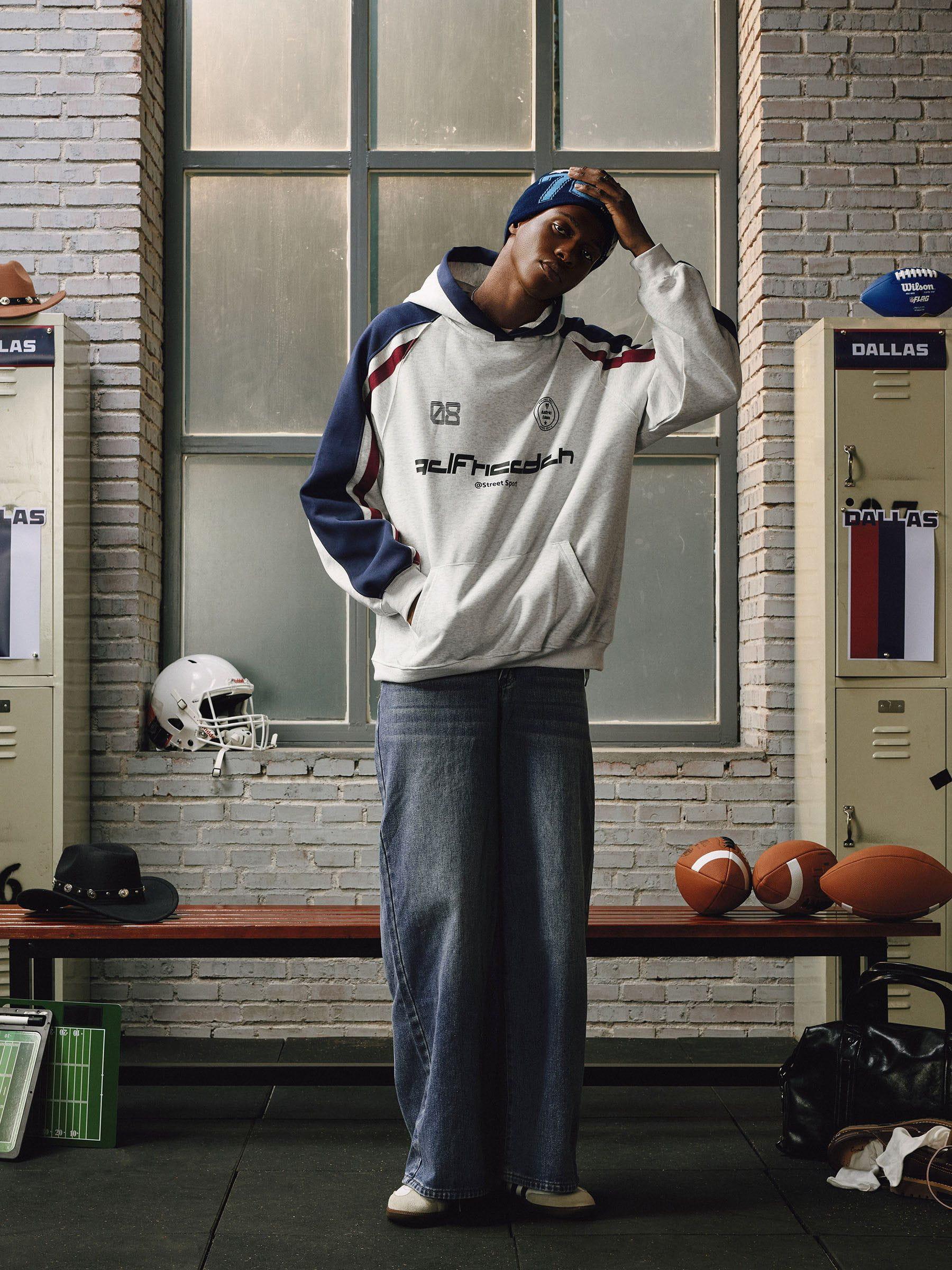 Aelfric Eden Color Blocking Stripe Hoodie Product Image