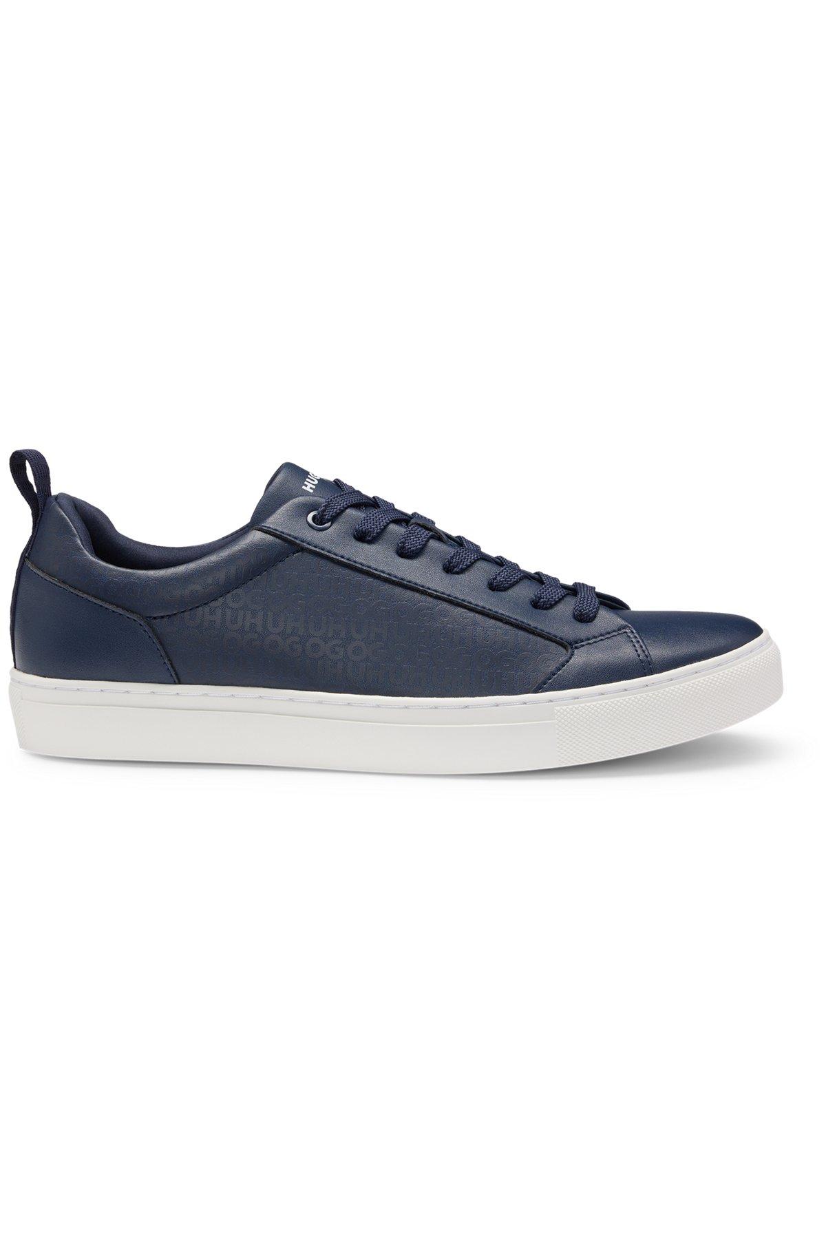 Faux-leather trainers with tonal monograms Product Image