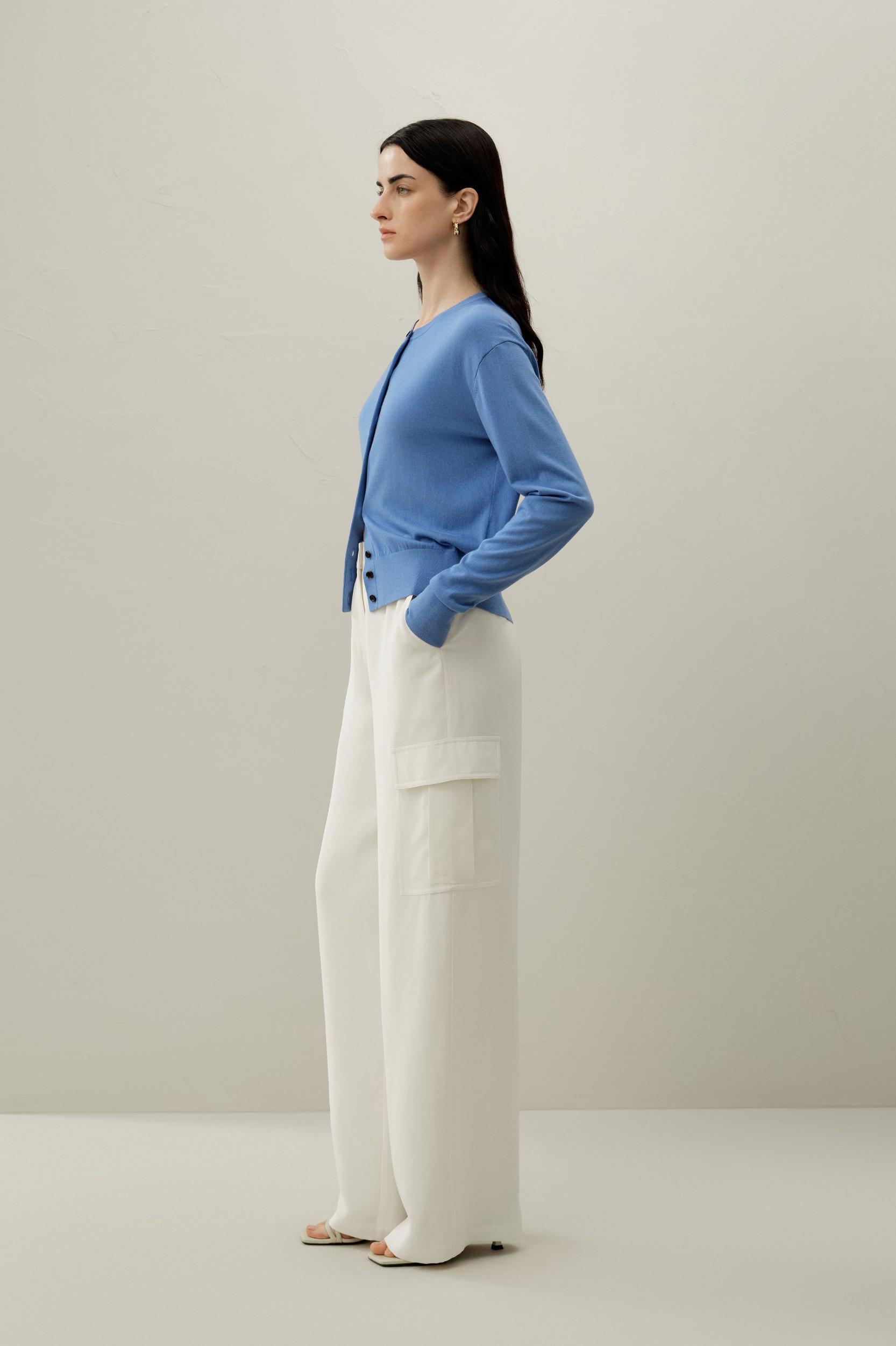 Round-neck Silk Cashmere Cardigan Product Image