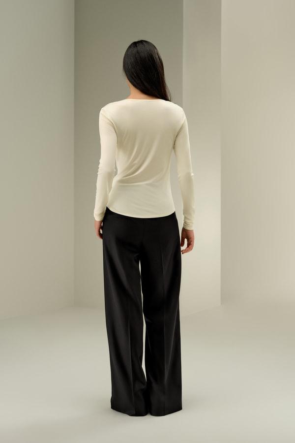 LILYSILK Womens Silk Tops | Lily White Washable Silk | Natural Flow Long Sleeve Tops L Product Image