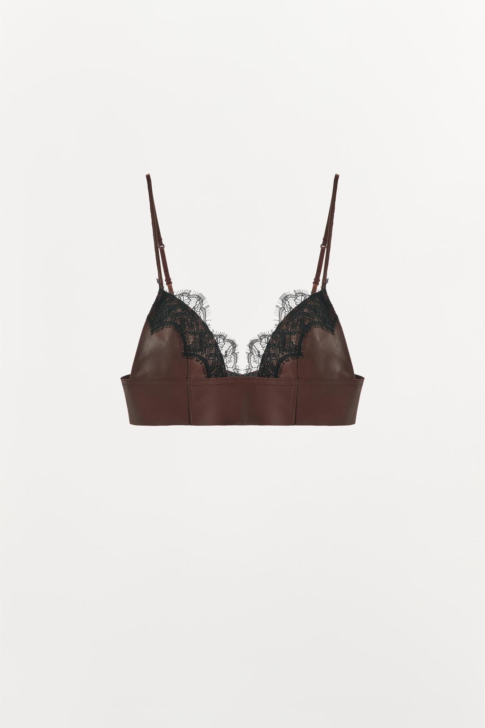 LIMITED EDITION LEATHER & LACE BRALETTE Product Image